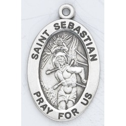 St. Sebastian Sterling Silver Oval w/20" Chain - Boxed