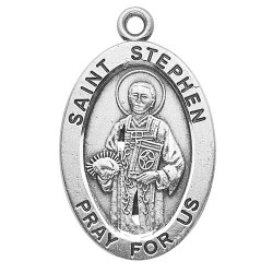 St. Stephen Sterling Silver Oval w/20" Chain - Boxed