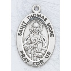 St. Thomas More Sterling Silver Oval w/20" Chain - Boxed