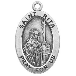 St. Rita Sterling Silver Oval w/18" Chain - Boxed