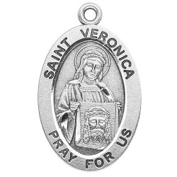 St. Veronica Sterling Silver Oval w/18" Chain - Boxed 