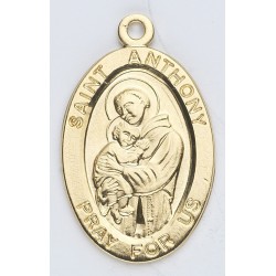 St. Anthony Gold Over Sterling Silver Oval w/20" Chain - Boxed