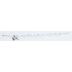 6mm Crystal Rosary Bracelet with Sterling Crucifix & Miraculous - Boxed