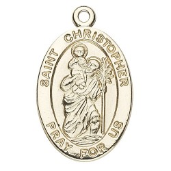 St. Christopher 14K Small Oval w/14K Jump Ring - Boxed