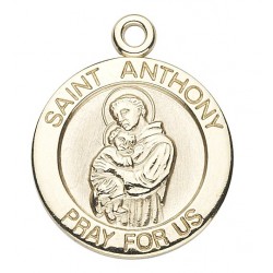 St. Anthony 14K Small Round w/14K Jump Ring - Boxed