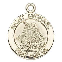 St. Michael 14K Small Round w/14K Jump Ring - Boxed