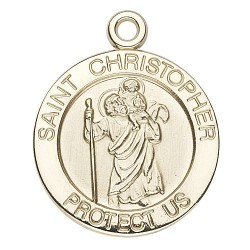 St. Christopher 14K Small Round w/14K Jump Ring - Boxed