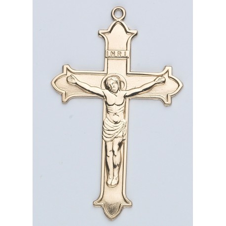 14K Large Flair Tipped Crucifix w/14K Jump Ring - Boxed
