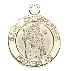 St. Christopher 14K Round w/14K Jump Ring - Boxed 
