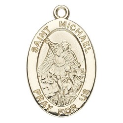 St. Michael 14K Oval w/14K Jump Ring - Boxed