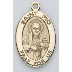 St. Pio 14K Oval w/14K Jump Ring - Boxed