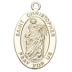 St. Christopher 14K Large Oval w/14K Jump Ring Boxed