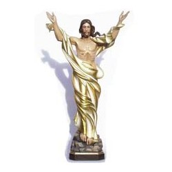 Risen Christ Standing on Rock Base - Woodcarved