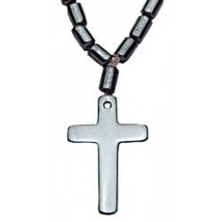 Beaded Hematite Cross Necklace