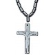 Beaded Hematite Crucifix Necklace