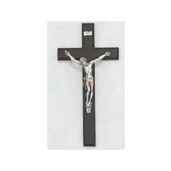 10" Black Wood Crucifix w/Two Tone Corpus