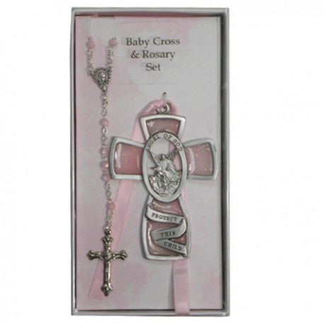 Guardian Angel Cross and Rosary Set
