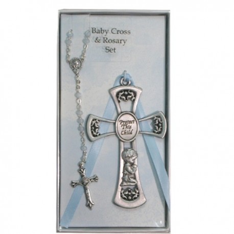 Praying Boy Cross and Rosary Set