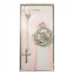Guardian Angel Crib Medal and Rosary Set