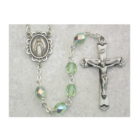 6mm Sterling Silver Peridot/August Rosary