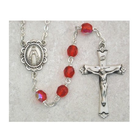 6mm Sterling Silver Ruby/July Rosary