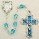 6mm Aqua/March Rosary w/Enamel Crucifix