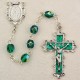 6mm Emerald/May Rosary w/Enamel Crucifix