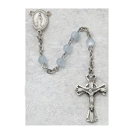 3mm Sterling Silver Blue Pearl Children's Rosary