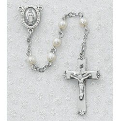 3mm Sterling Silver Pearl Children's Rosary