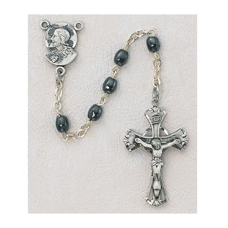 Deluxe Oval Hematite Children's rosary/boxed