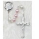 7mm Sterling Silver 7mm Pink Pearl Rosary
