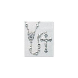 6mm Sterling Silver Plain Rosary - Boxed
