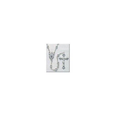 6mm Sterling Silver Plain Rosary - Boxed