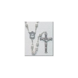 6mm Sterling Silver Straight Fancy Rosary - Boxed