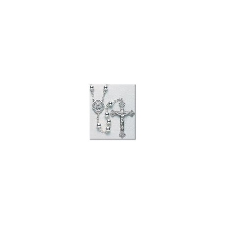 7mm Sterling Silver Plain Rosary - Boxed