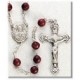 7mm Maroon Cocoa Bead Sterling Silver Rosary - Boxed