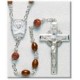 Brown Oval Cocoa Bead Sterling Silver Rosary - Boxed