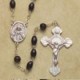Black Oval Genuine Cocoa Rosary with Sterling Silver Crucifix & Center - Boxed