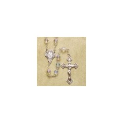 7mm Crystal Rosary with Sterling Silver Crucifix & Center - Boxed