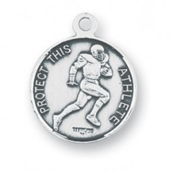 St. Christopher Sterling Silver Football Medal - 24" Chain - Boxed