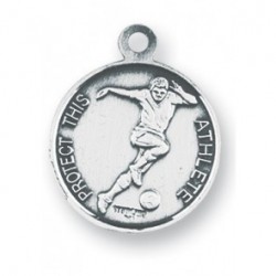 St. Christopher Sterling Silver Soccer Medal - 24" Chain - Boxed