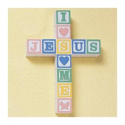 I Love Jesus Block Wall Cross