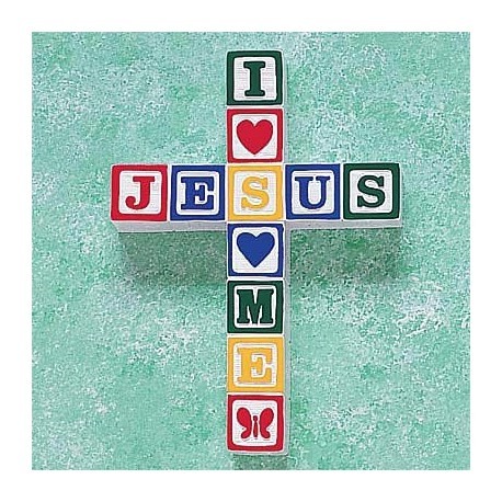 I Love Jesus Block Wall Cross
