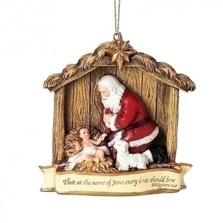 Kneeling Santa Scene Ornament