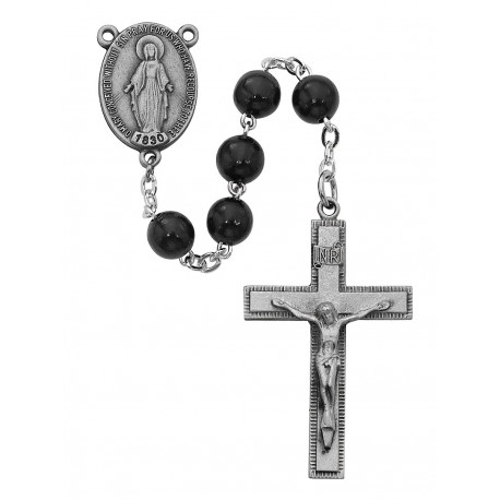 Black Wood Sterling Silver Rosary