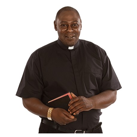 Tab Collar Clergy Shirt Short Sleeve-BLACK