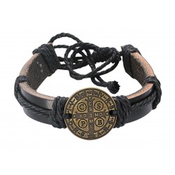 Leather St. Benedict Cord Bracelet