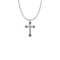 Antiqued Budded Ends Cross Necklace