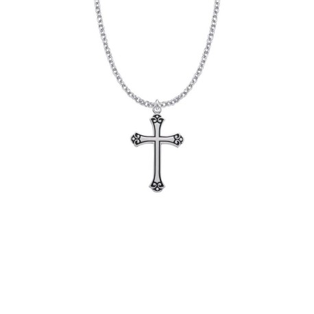 Antiqued Budded Ends Cross Necklace