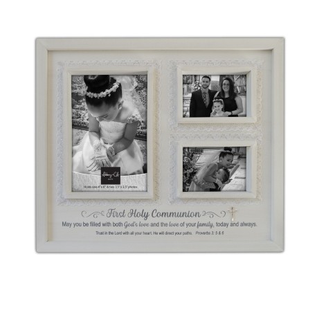 1st Communion Collage Frame w/Lace, Cross
